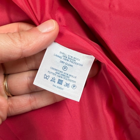 Lands End Fuchsia Pink Full Zip Wool Blend Jacket Women’s 12P Stand Collar Coat - Picture 5 of 14